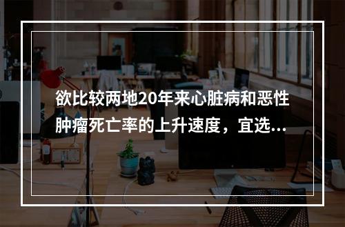 欲比较两地20年来心脏病和恶性肿瘤死亡率的上升速度，宜选用（