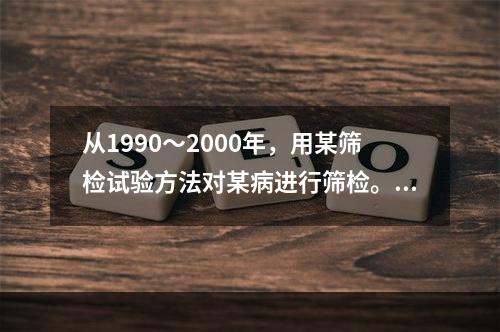 从1990～2000年，用某筛检试验方法对某病进行筛检。在这