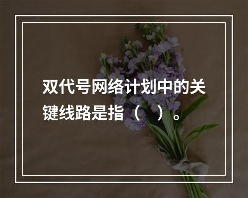 双代号网络计划中的关键线路是指（　）。