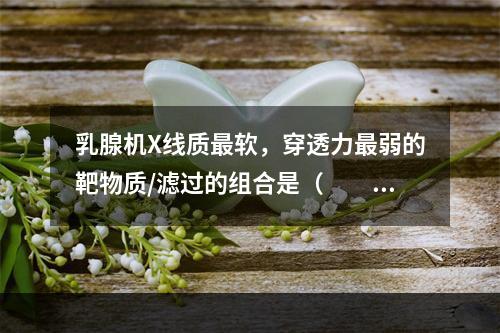 乳腺机X线质最软，穿透力最弱的靶物质/滤过的组合是（　　）