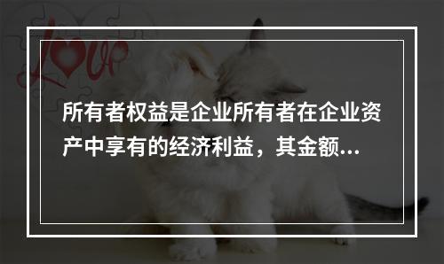 所有者权益是企业所有者在企业资产中享有的经济利益，其金额为企