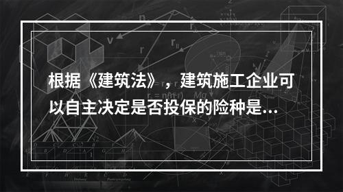 根据《建筑法》，建筑施工企业可以自主决定是否投保的险种是（　