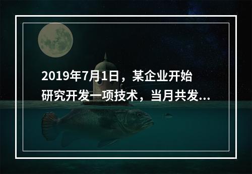 2019年7月1日，某企业开始研究开发一项技术，当月共发生研