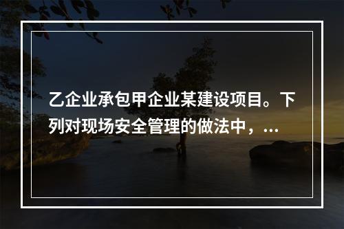 乙企业承包甲企业某建设项目。下列对现场安全管理的做法中，正确