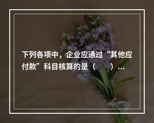 下列各项中，企业应通过“其他应付款”科目核算的是（　　）。