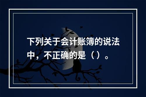 下列关于会计账簿的说法中，不正确的是（ ）。