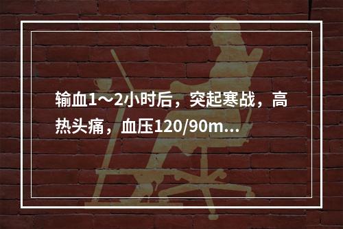 输血1～2小时后，突起寒战，高热头痛，血压120/90mmH