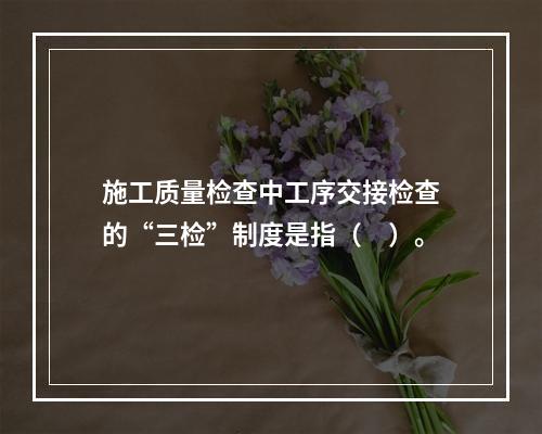 施工质量检查中工序交接检查的“三检”制度是指（　）。