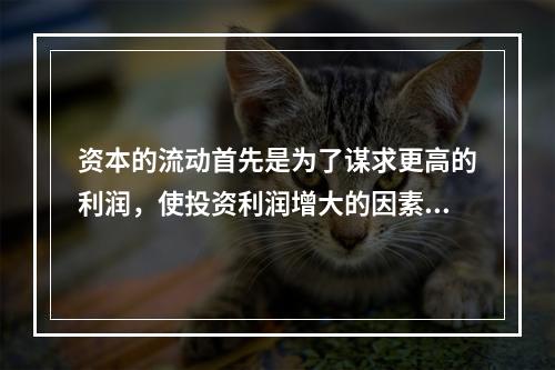 资本的流动首先是为了谋求更高的利润，使投资利润增大的因素有两