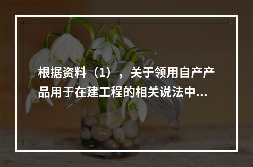 根据资料（1），关于领用自产产品用于在建工程的相关说法中，正