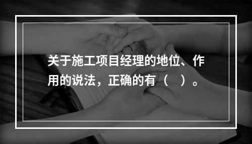 关于施工项目经理的地位、作用的说法，正确的有（　）。