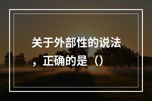 关于外部性的说法，正确的是（）