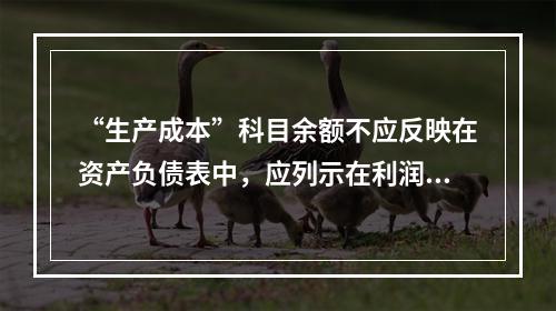 “生产成本”科目余额不应反映在资产负债表中，应列示在利润表中