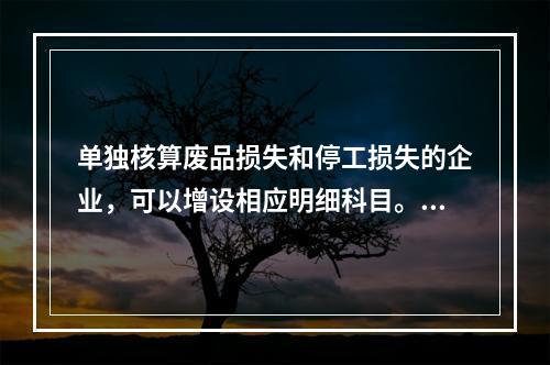 单独核算废品损失和停工损失的企业，可以增设相应明细科目。（　