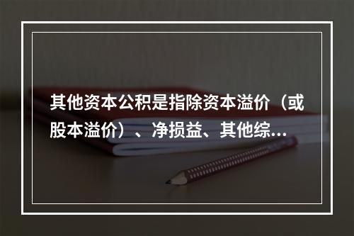 其他资本公积是指除资本溢价（或股本溢价）、净损益、其他综合收