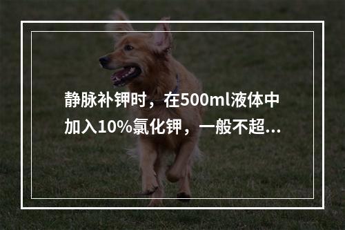 静脉补钾时，在500ml液体中加入10%氯化钾，一般不超过