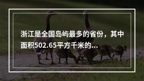 浙江是全国岛屿最多的省份，其中面积502.65平方千米的舟山