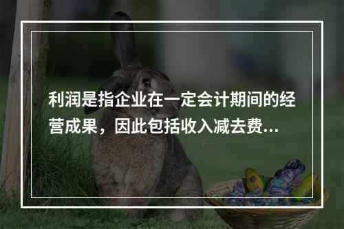 利润是指企业在一定会计期间的经营成果，因此包括收入减去费用后