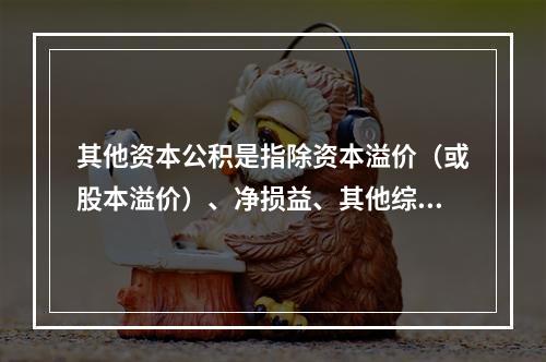 其他资本公积是指除资本溢价（或股本溢价）、净损益、其他综合收