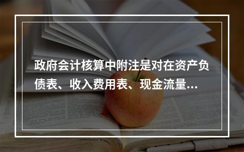 政府会计核算中附注是对在资产负债表、收入费用表、现金流量表等