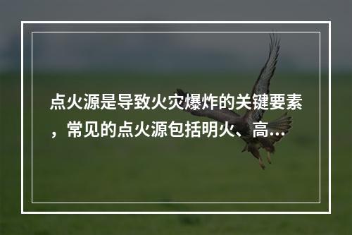 点火源是导致火灾爆炸的关键要素，常见的点火源包括明火、高温热