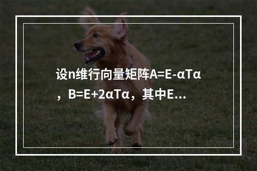 设n维行向量矩阵A=E-αTα，B=E+2αTα，其中E为