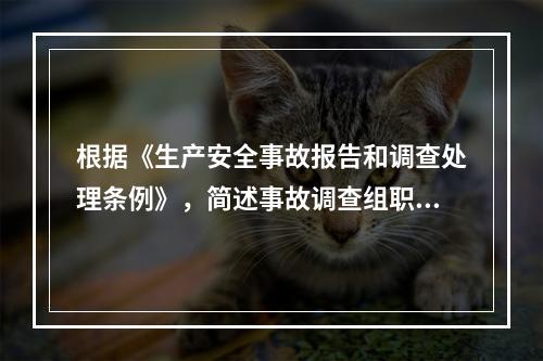 根据《生产安全事故报告和调查处理条例》，简述事故调查组职责。