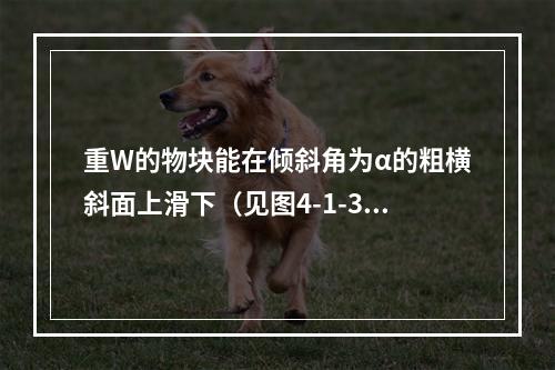 重W的物块能在倾斜角为α的粗横斜面上滑下（见图4-1-31