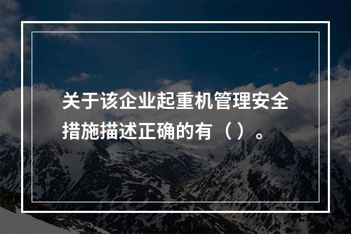 关于该企业起重机管理安全措施描述正确的有（	）。