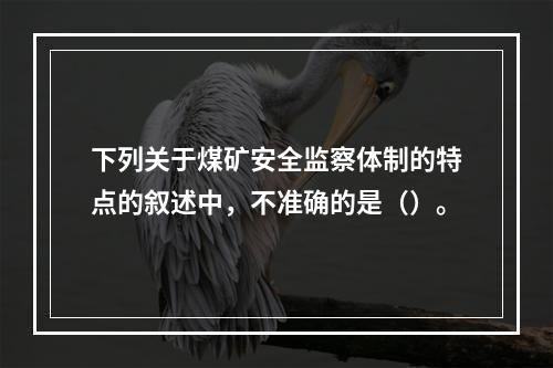 下列关于煤矿安全监察体制的特点的叙述中，不准确的是（）。