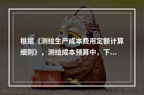 根据《测绘生产成本费用定额计算细则》，测绘成本预算中，下列