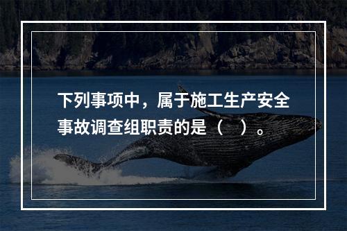 下列事项中，属于施工生产安全事故调查组职责的是（　）。