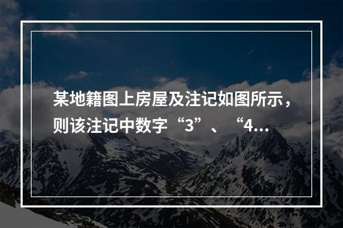 某地籍图上房屋及注记如图所示，则该注记中数字“3”、“4”