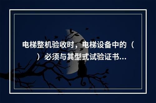 电梯整机验收时，电梯设备中的（　　）必须与其型式试验证书相符