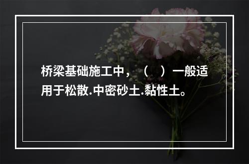 桥梁基础施工中，（　）一般适用于松散.中密砂土.黏性土。