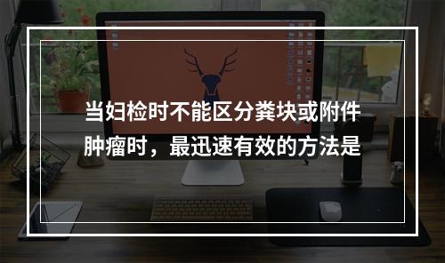 当妇检时不能区分粪块或附件肿瘤时，最迅速有效的方法是