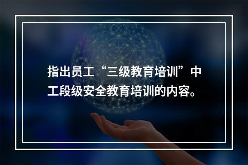 指出员工“三级教育培训”中工段级安全教育培训的内容。