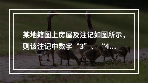 某地籍图上房屋及注记如图所示，则该注记中数字“3”、“4”