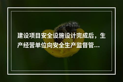 建设项目安全设施设计完成后，生产经营单位向安全生产监督管理部