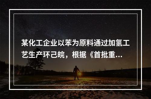 某化工企业以苯为原料通过加氢工艺生产环己皖，根据《首批重点监