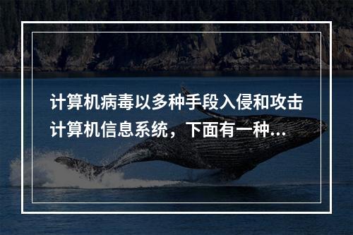 计算机病毒以多种手段入侵和攻击计算机信息系统，下面有一种不