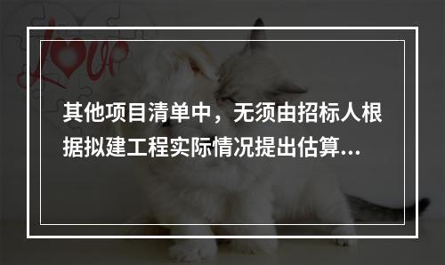 其他项目清单中，无须由招标人根据拟建工程实际情况提出估算额度