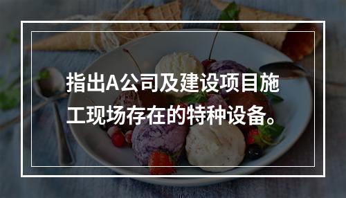 指出A公司及建设项目施工现场存在的特种设备。