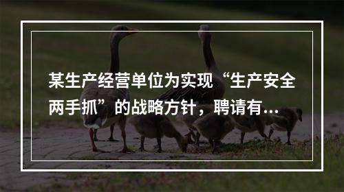 某生产经营单位为实现“生产安全两手抓”的战略方针，聘请有资质