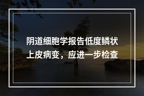 阴道细胞学报告低度鳞状上皮病变，应进一步检查