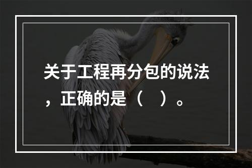 关于工程再分包的说法，正确的是（　）。