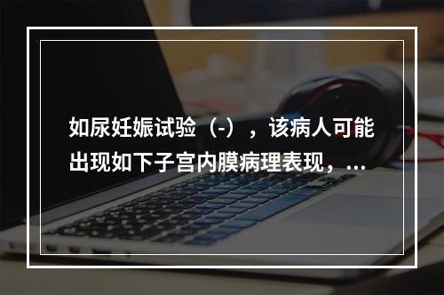 如尿妊娠试验（-），该病人可能出现如下子宫内膜病理表现，但除