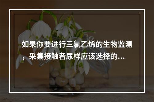 如果你要进行三氯乙烯的生物监测，采集接触者尿样应该选择的时间