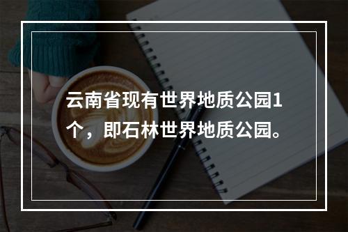 云南省现有世界地质公园1个，即石林世界地质公园。