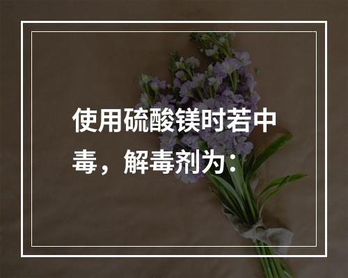 使用硫酸镁时若中毒，解毒剂为：